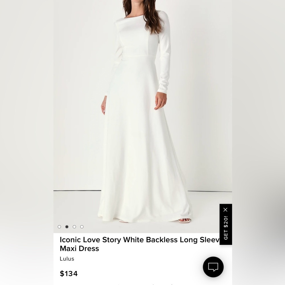 Lulus size Medium long sleeve white dress. New w/ tags. Stored in dress bag.